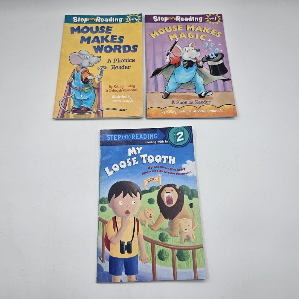 Step Into Reading Mouse Makes Words A Phonics Reader Books Mixed Levels Lot of 3
